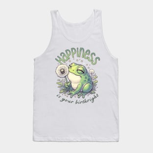 Dandelion Frog With the Motivational Words "Happiness Is Your Birthright" Tank Top